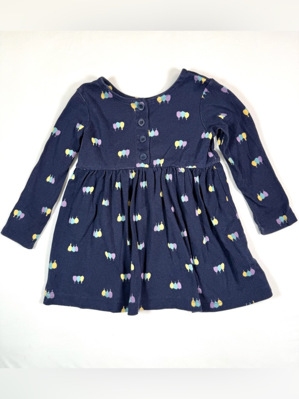 HANNA ANDERSSON Toddler Girls’ Navy Tulip Floral Long Sleeve Play Dress Size 3T